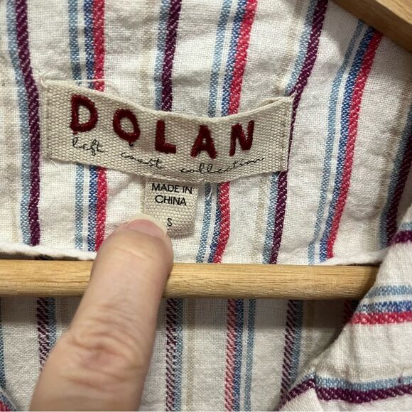Anthropologie Dolan Left Coast Linen Striped Blazer Size Small White Blue Pink - Picture 3 of 5